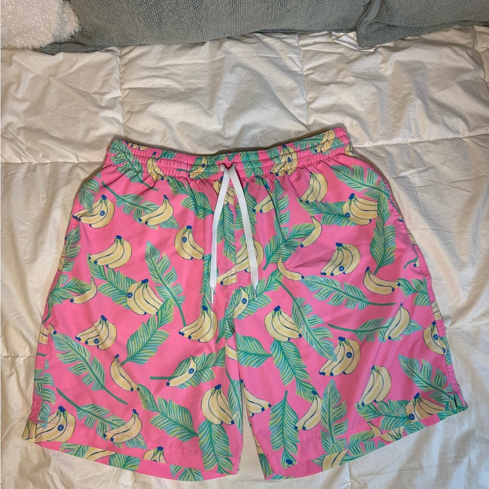 Chubbies Pink Banana Leaf Swim Trunks